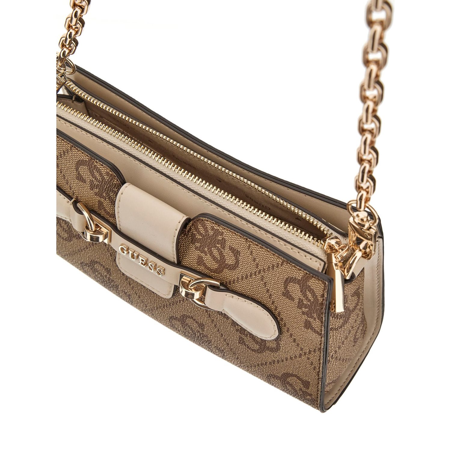 Guess Nolana Crossbody Top Zip latte logo/bone