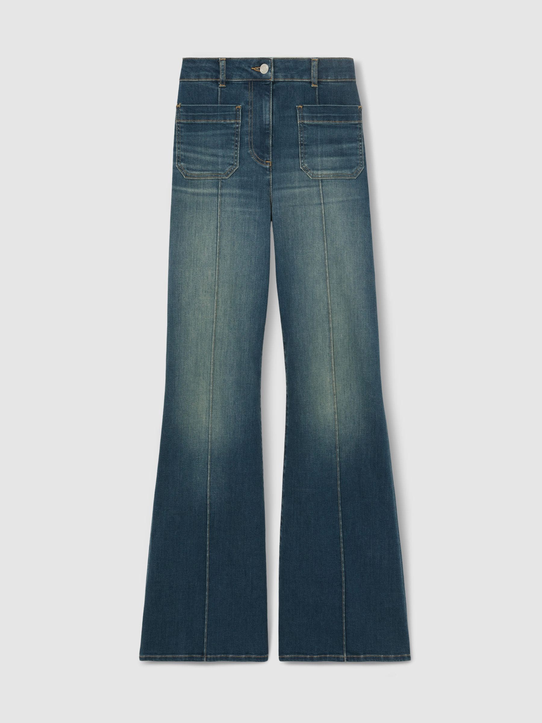 Normaal blauw - Reiss Sakura flared jeans met opgestikte zakken