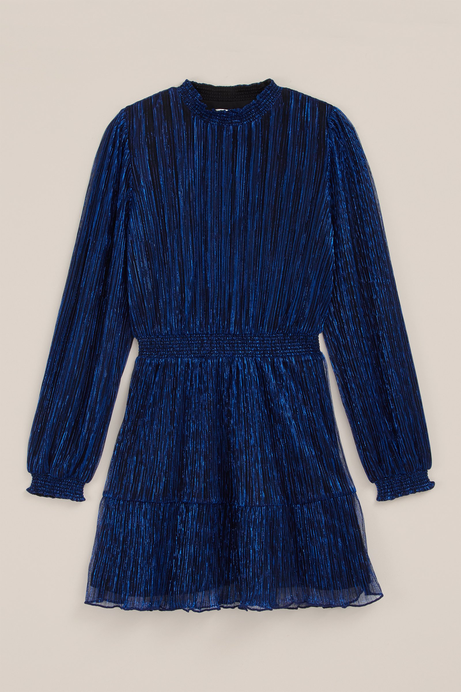 Meisjes jurk met glittergaren WE Fashion Kobaltblauw