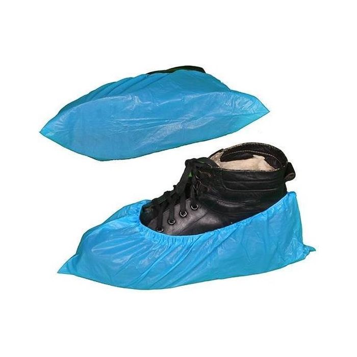 Overschoenen 40micron 100st Schoenovertrekken schoenhoezen geruwd maat 36-46 CPE blauw (8716244004255)