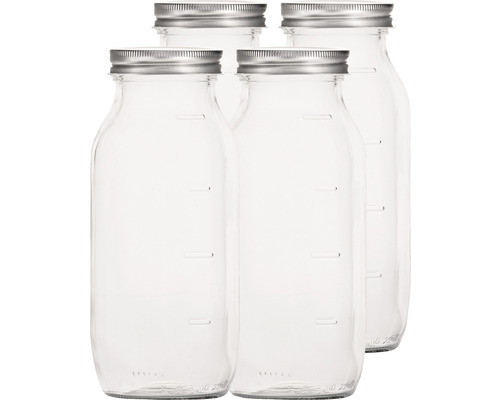 Multi myRex weckpot met GPI schroefdop, zilver, 1000 ml, 4 stuks inclusief deksels