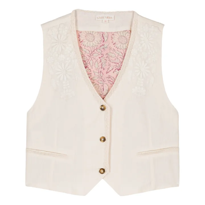 Louise Misha Veste Sans Manches Frankie Coton et Lin - Collection Femme | Crème