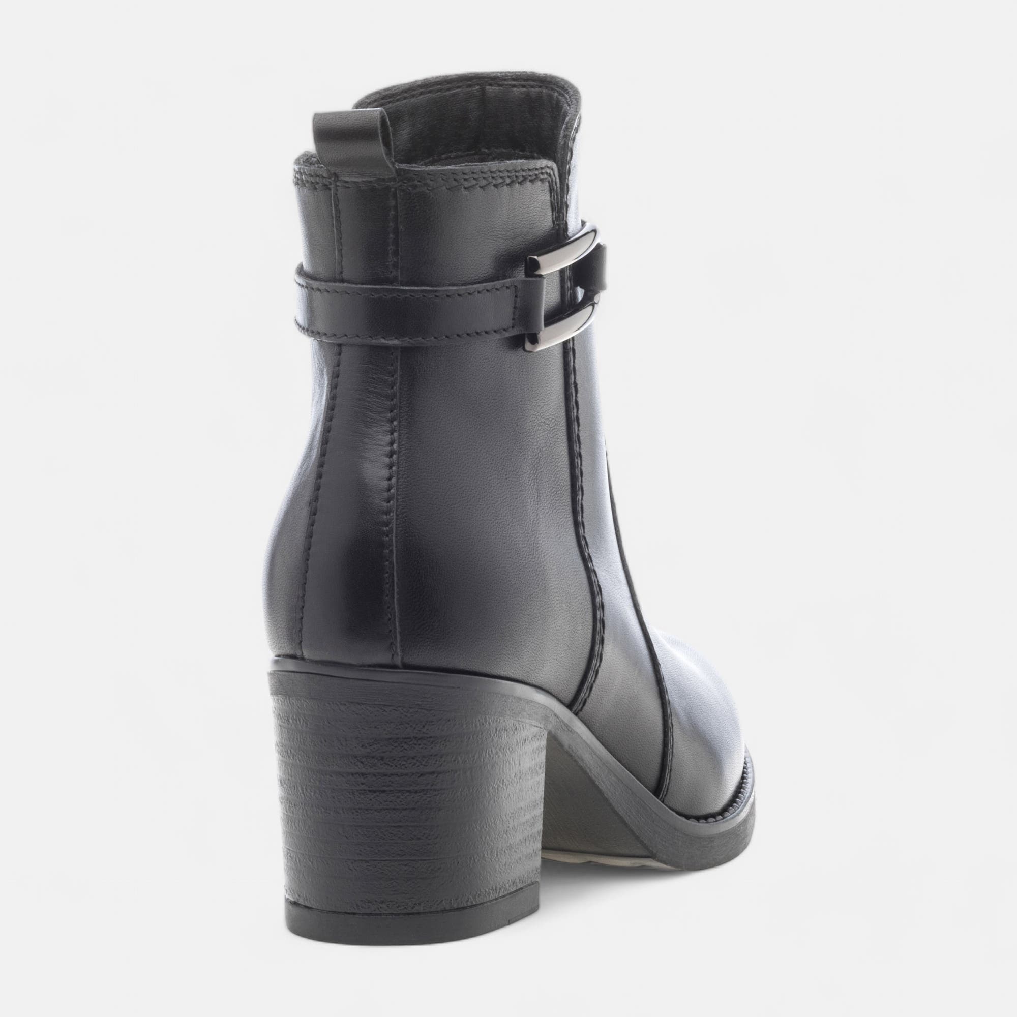 Bottines à talon Femme en cuir noir