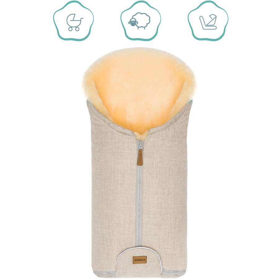 fillikid Winterfußsack Pamir für Babyschale Echtfell Sand Melange