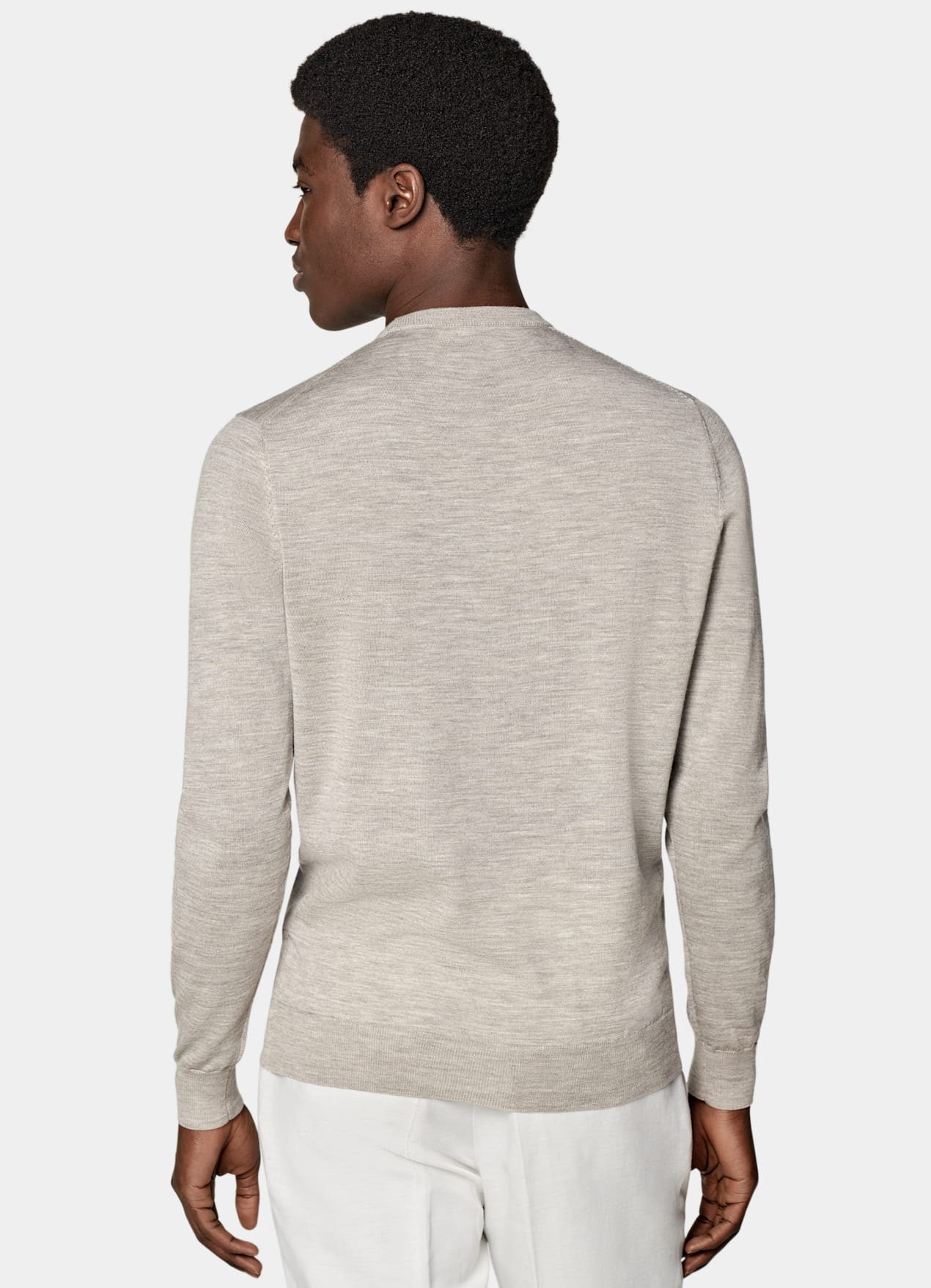 Pull col rond Merino taupe