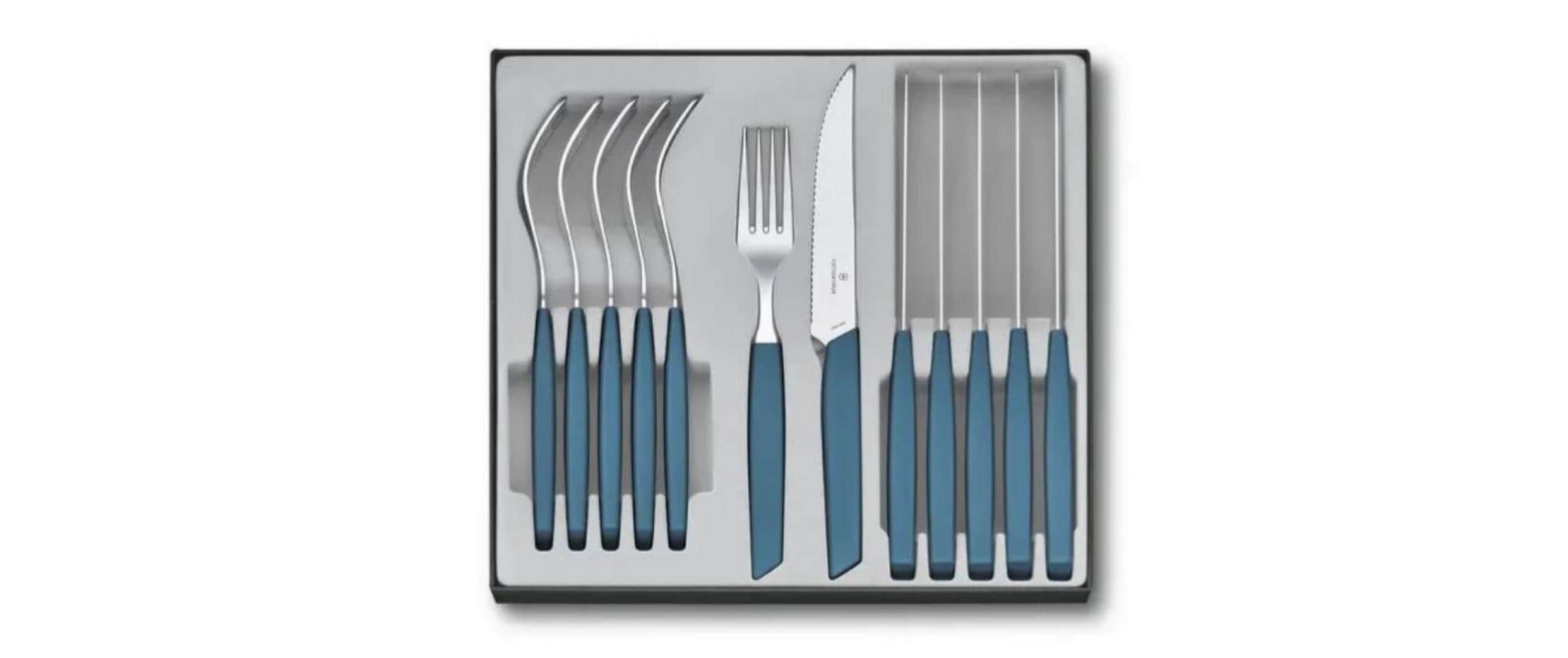 Besteck-Set Swiss Modern 12-teilig, BlauTafelbesteck-Set mit Kunststoffgriffen
