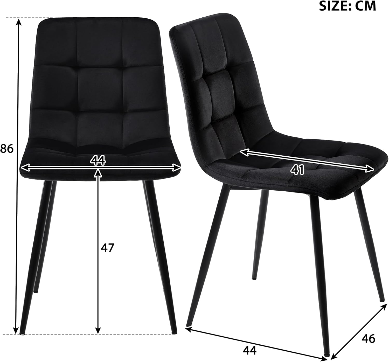 HAUSPROFI Esstisch Set mit 4 Stühlen, Rechteckig Küche Esstisch Sitzgruppe, Modern Design Holzmöbel Esszimmergruppe für Wohnzimmer Küche Büro (Schwarz, Samt, 140x80x74cm)
