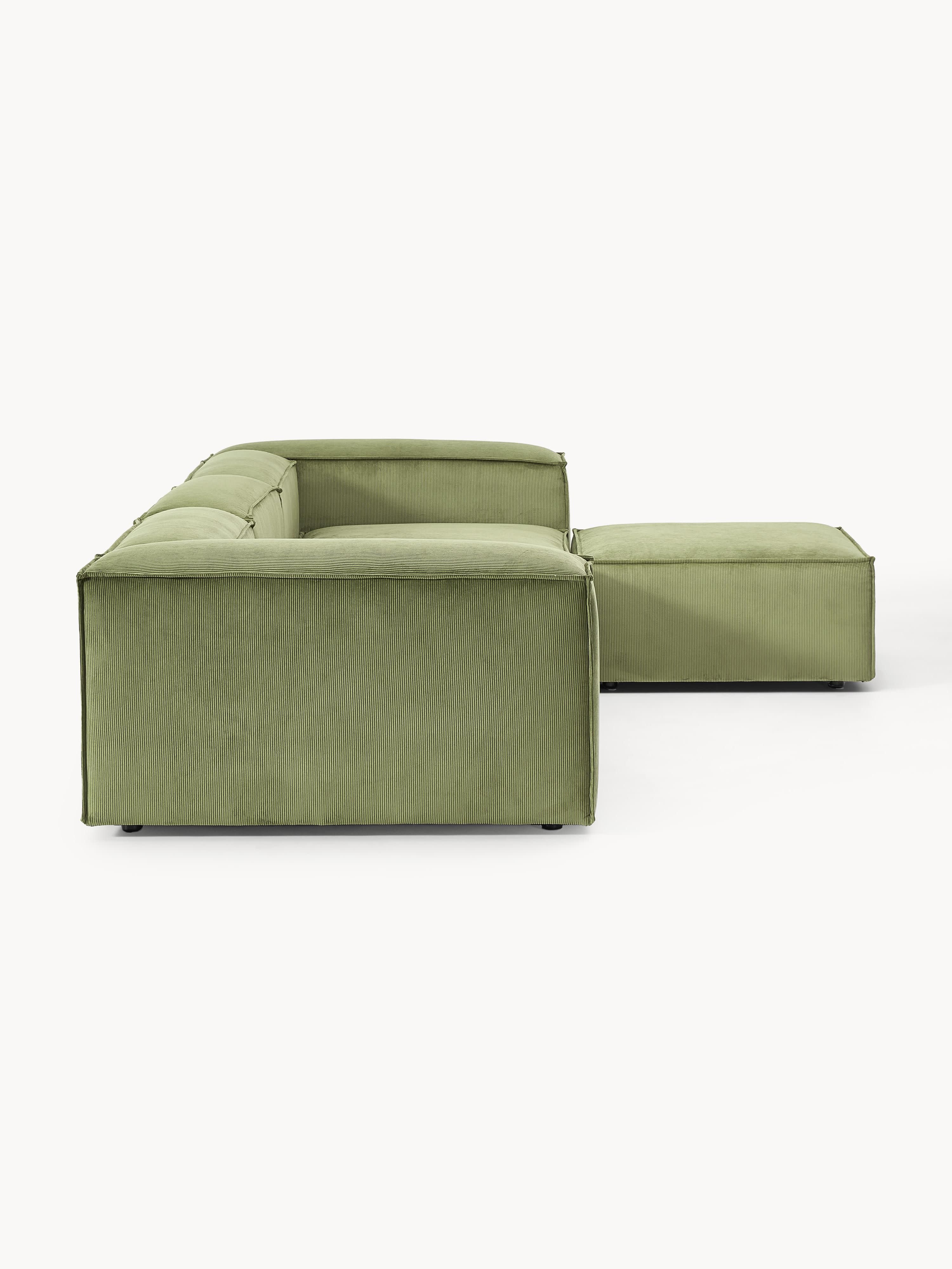 Modulaire bank Lennon (4-zits) van corduroy met poef (links/rechts)