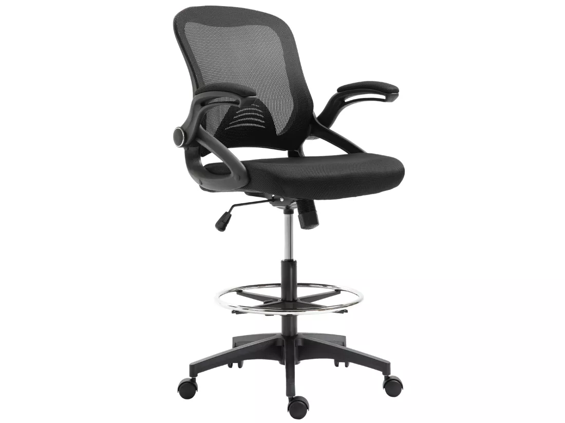 Fauteuil de bureau chaise de bureau assise haute réglable dim. 64L x 60l x 106-126H cm pivotant 360° maille respirante noir