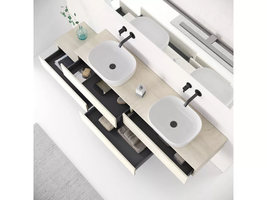 Composition double vasque 9 pieces ASTRA chene alaska