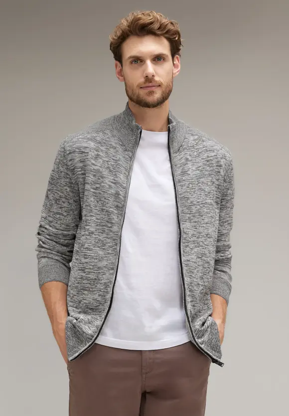 Mouliné Cardigan - stone grey melange