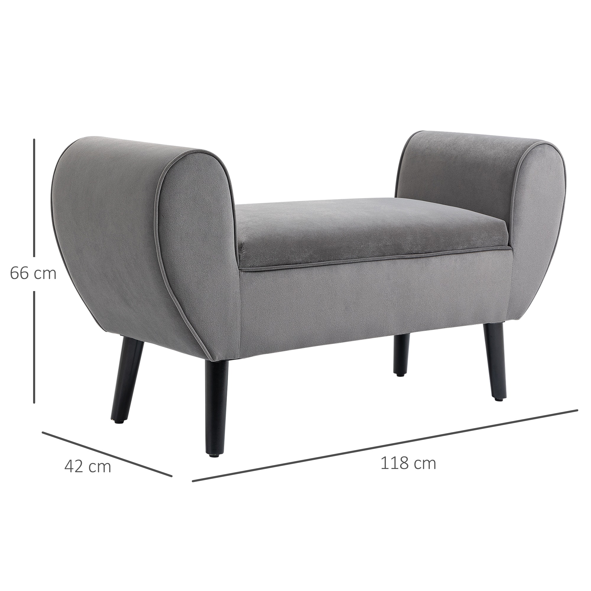 HOMCOM Sitzbank mit Stauraum grau 118B x 42T x 66H cm