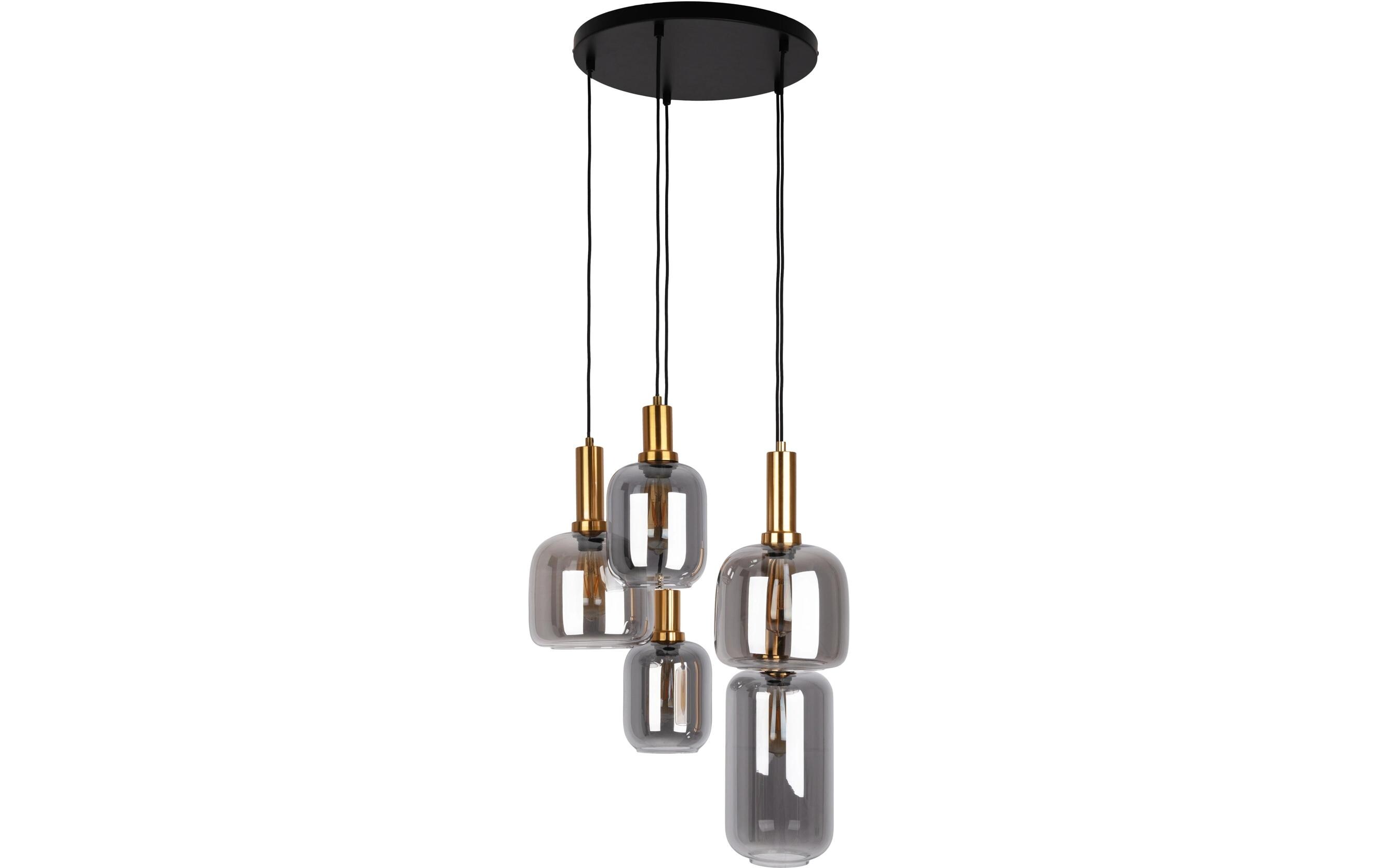 Pendelleuchte 5er «FUMO»<br>Fünf Hängeleuchten aus Metall und Glas