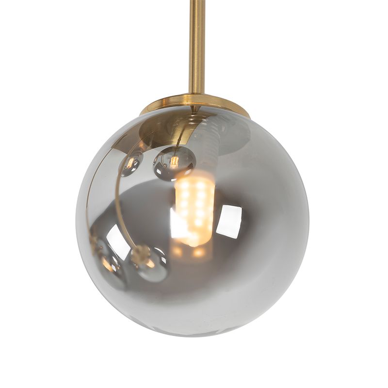 Moderne plafondlamp goud 5-lichts met smoke glas - Athens