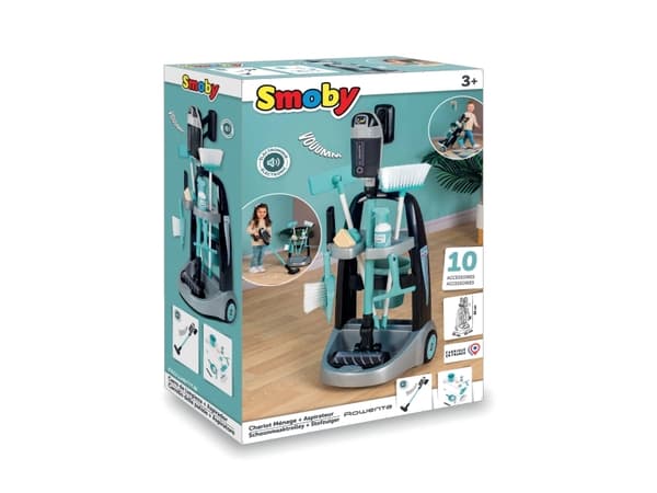 Smoby Rensevogn Med Rowenta Støvsuger Med Lyd + 10 Lumarko tilbehør!