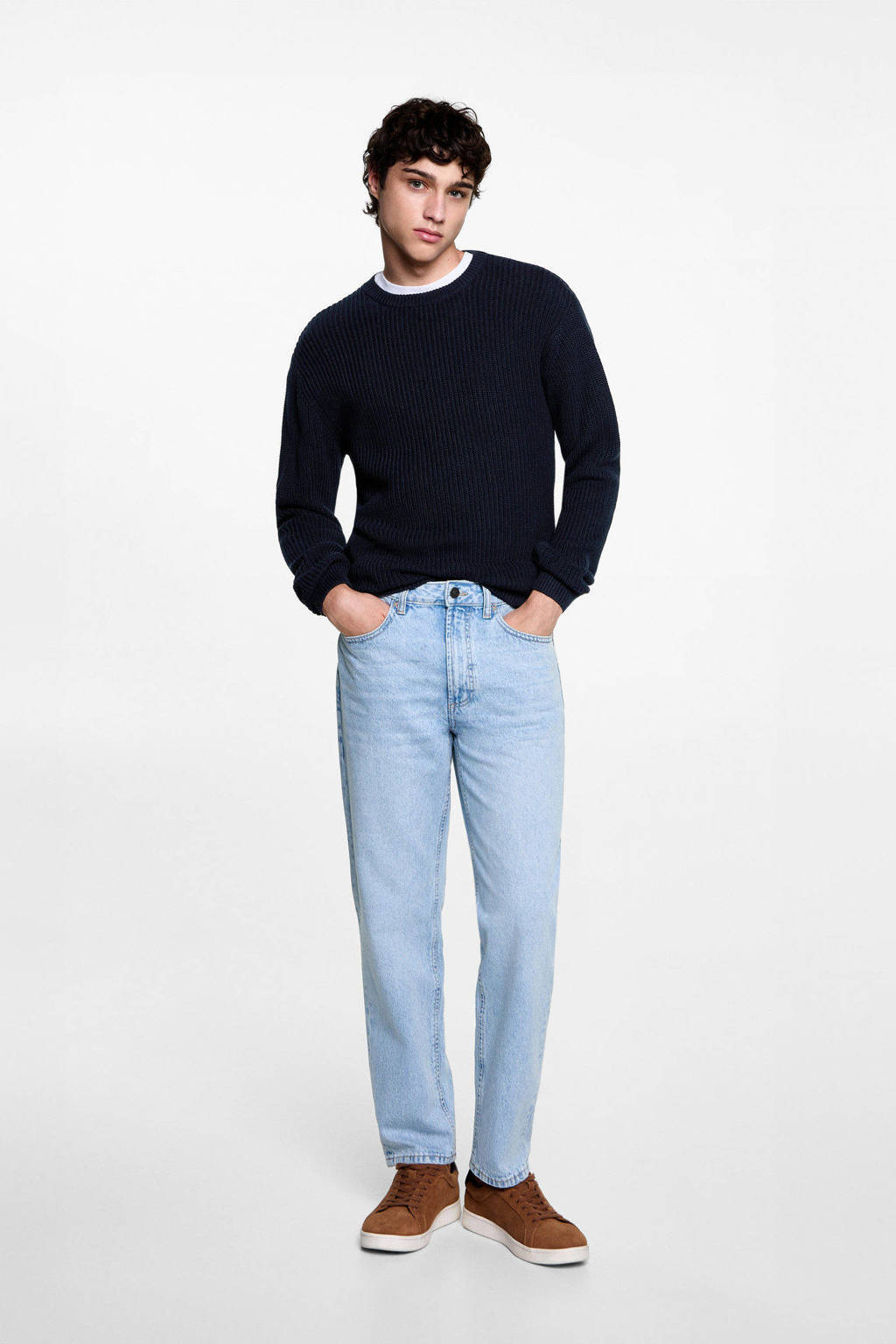 MANGO TEEN pullover donkerblauw gebreid