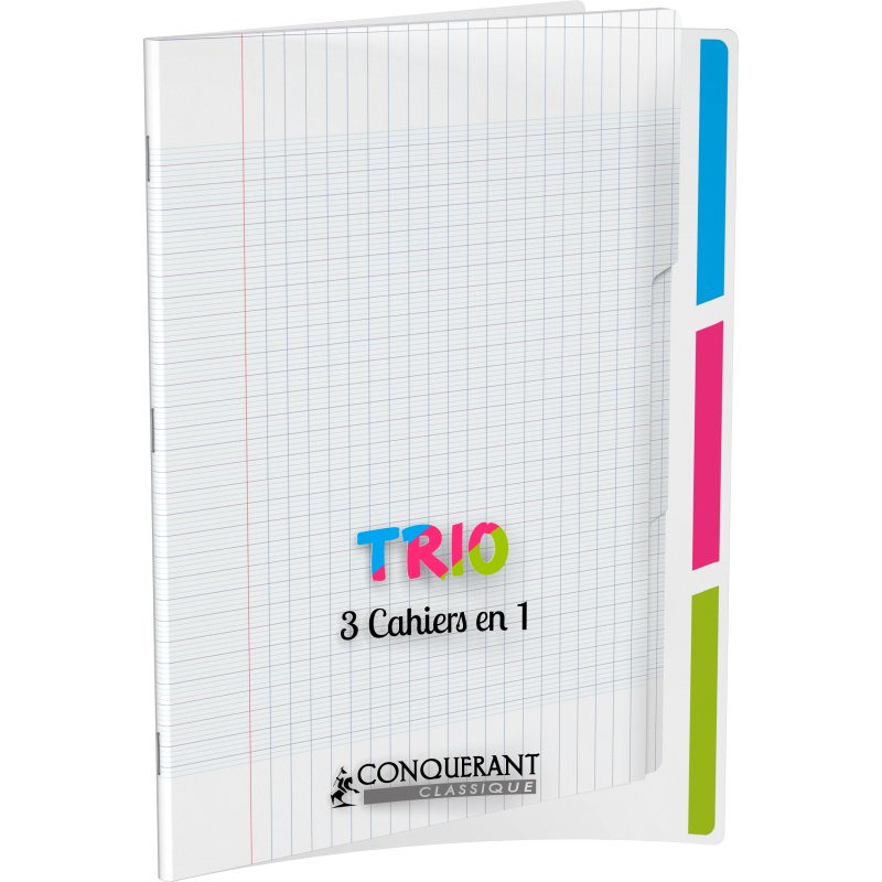 Cahier 3 Sections Conquerant Classique Agrafe 240X320 96P 90G Seyes Polypro Incolore