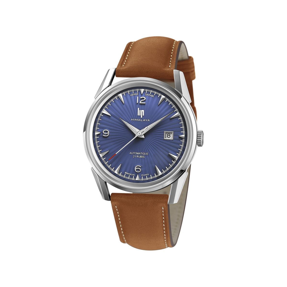 Montre Lip homme automatique acier cuir marron