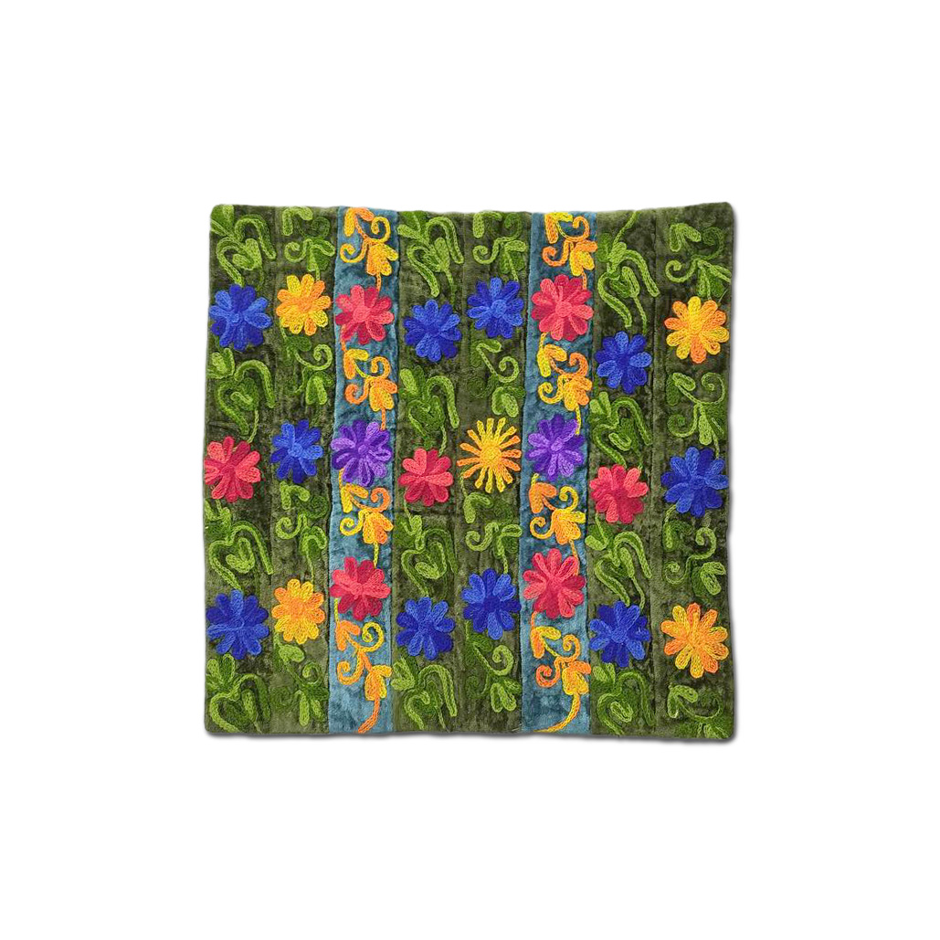 Kissenhülle 'Blumen' grün-multicolor, B 50 cm, L 50 cm von fischer's lagerhaus
