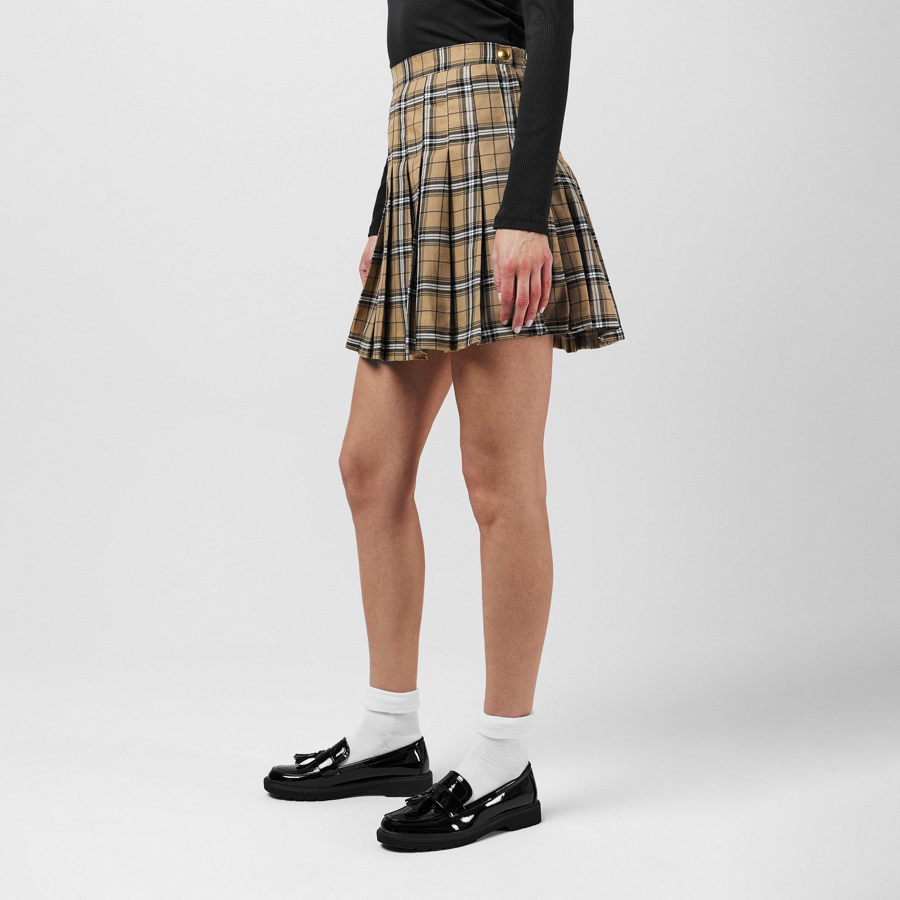 Fabric Pleated Checked Skort