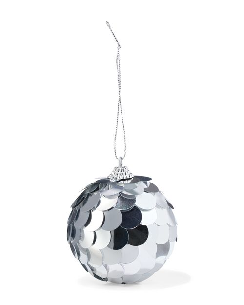 boule de Noël argentée à paillettes