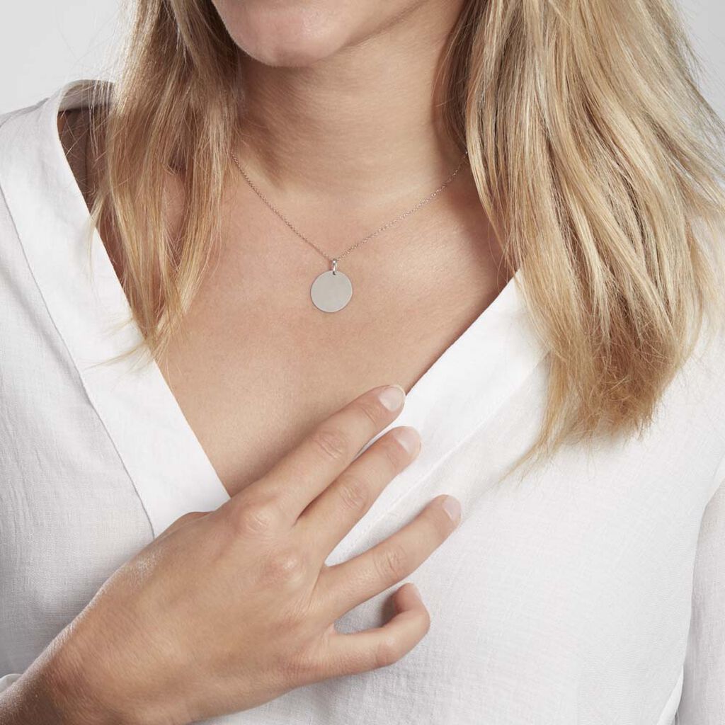 Pendentif Sirona Pastille Gravable Or Blanc