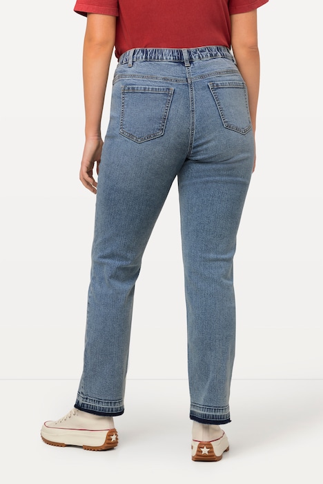 Jeans Mandy, Fransensaum, weites Bein, Stretch