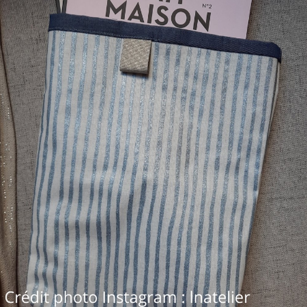 Tissu Coton Au Mètre Rayé Bleu Blanc