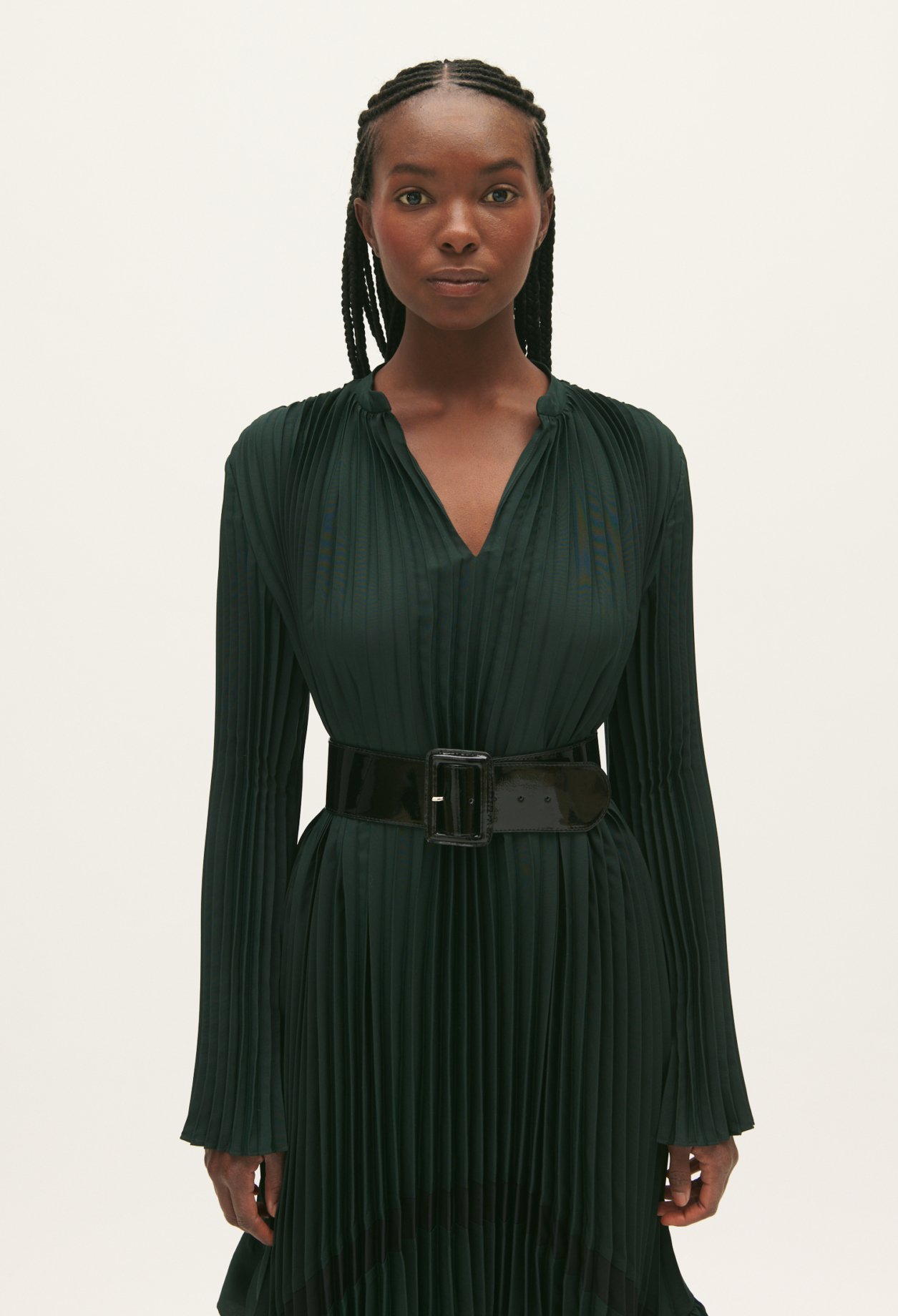 Robe mi-longue plissee