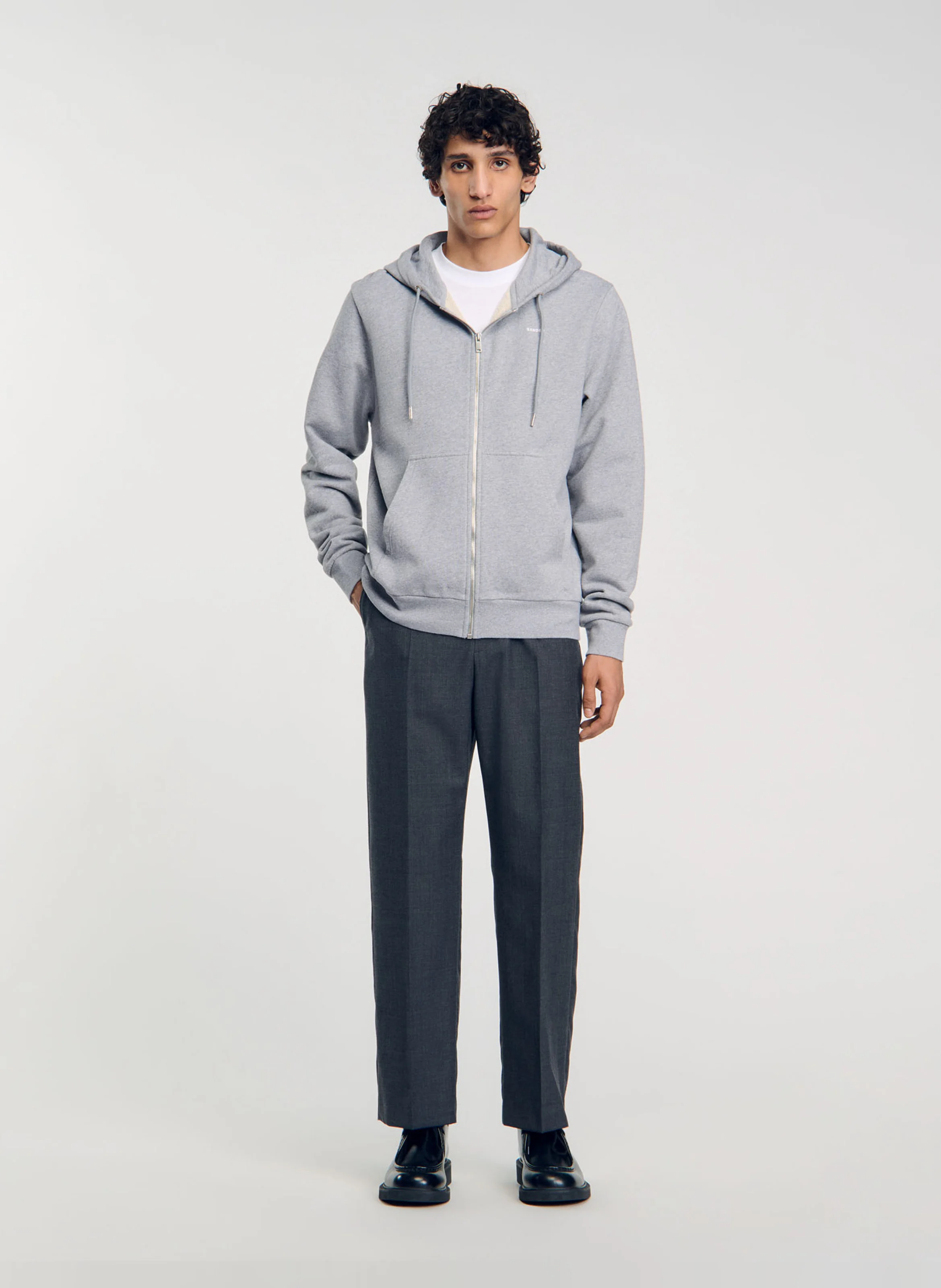 Sweat à capuche en coton mélangé | Gris