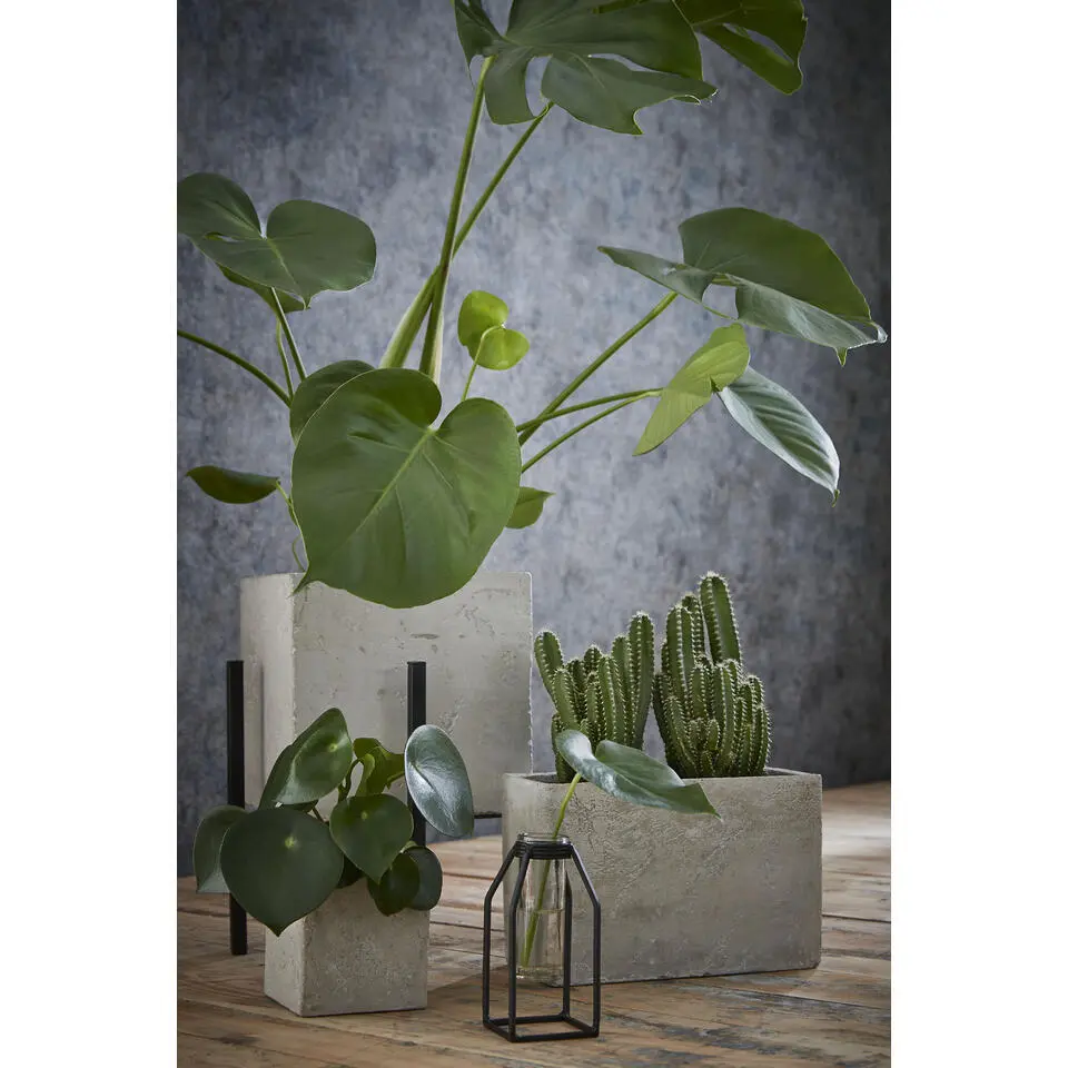 Mica Decorations Plantenstandaard - metaal - zwart - 16 x 14 cm