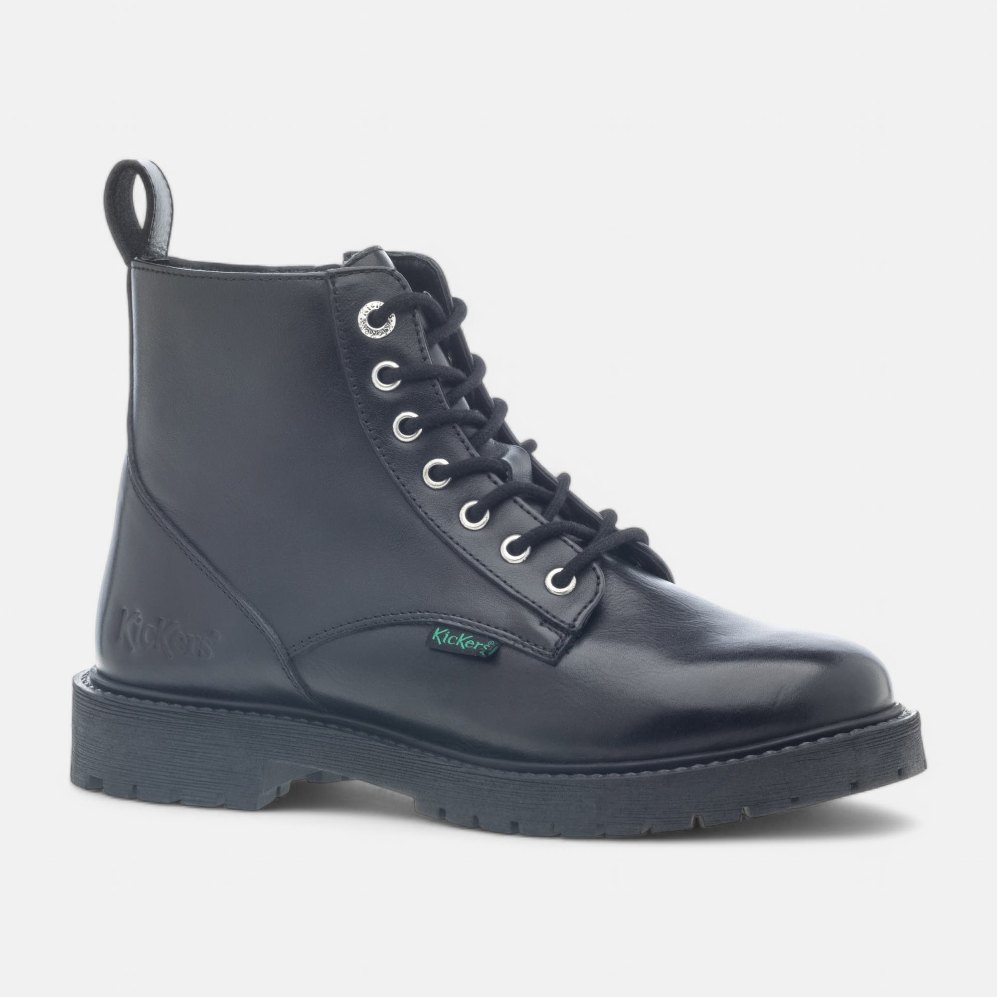 Bottines à lacets Femme en cuir noir