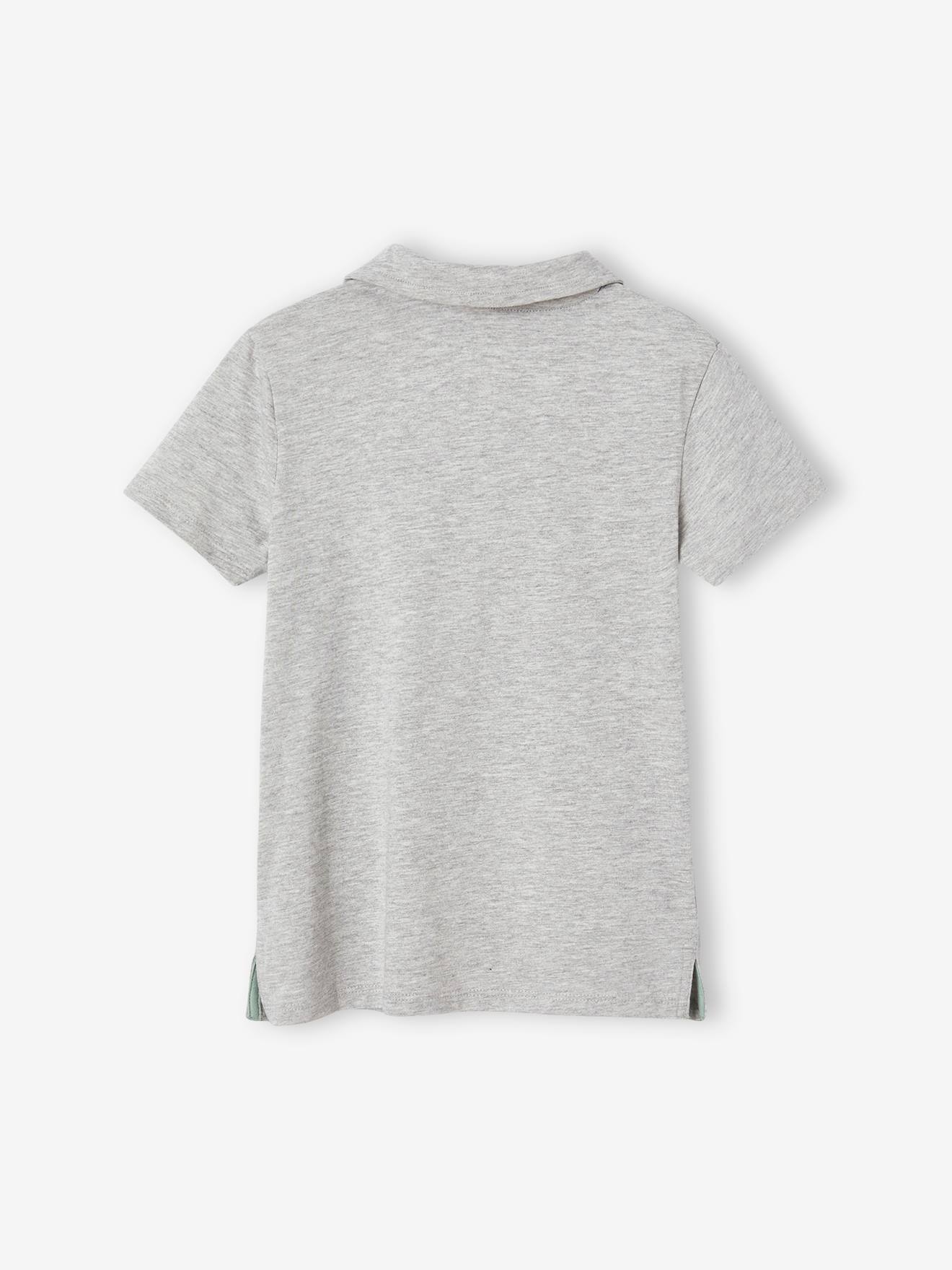 Conjunto de 2 camisas polo lisas de manga curta para meninos, azul claro com estampas.