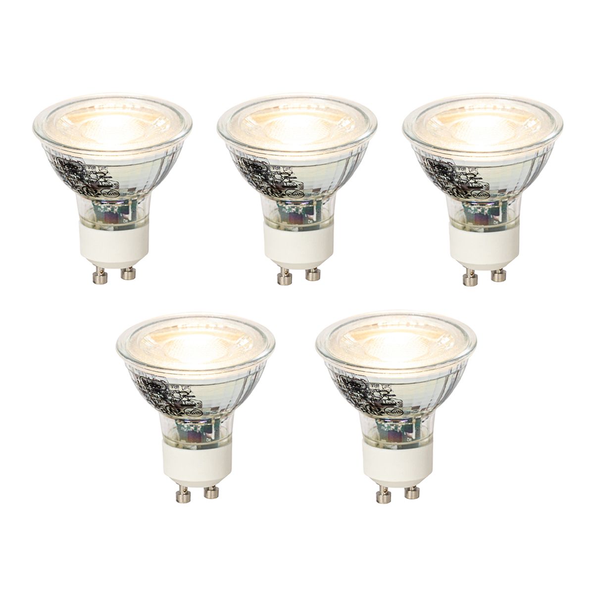 Set van 5 GU10 dimbare LED lamp 4W 300 lm 2700K