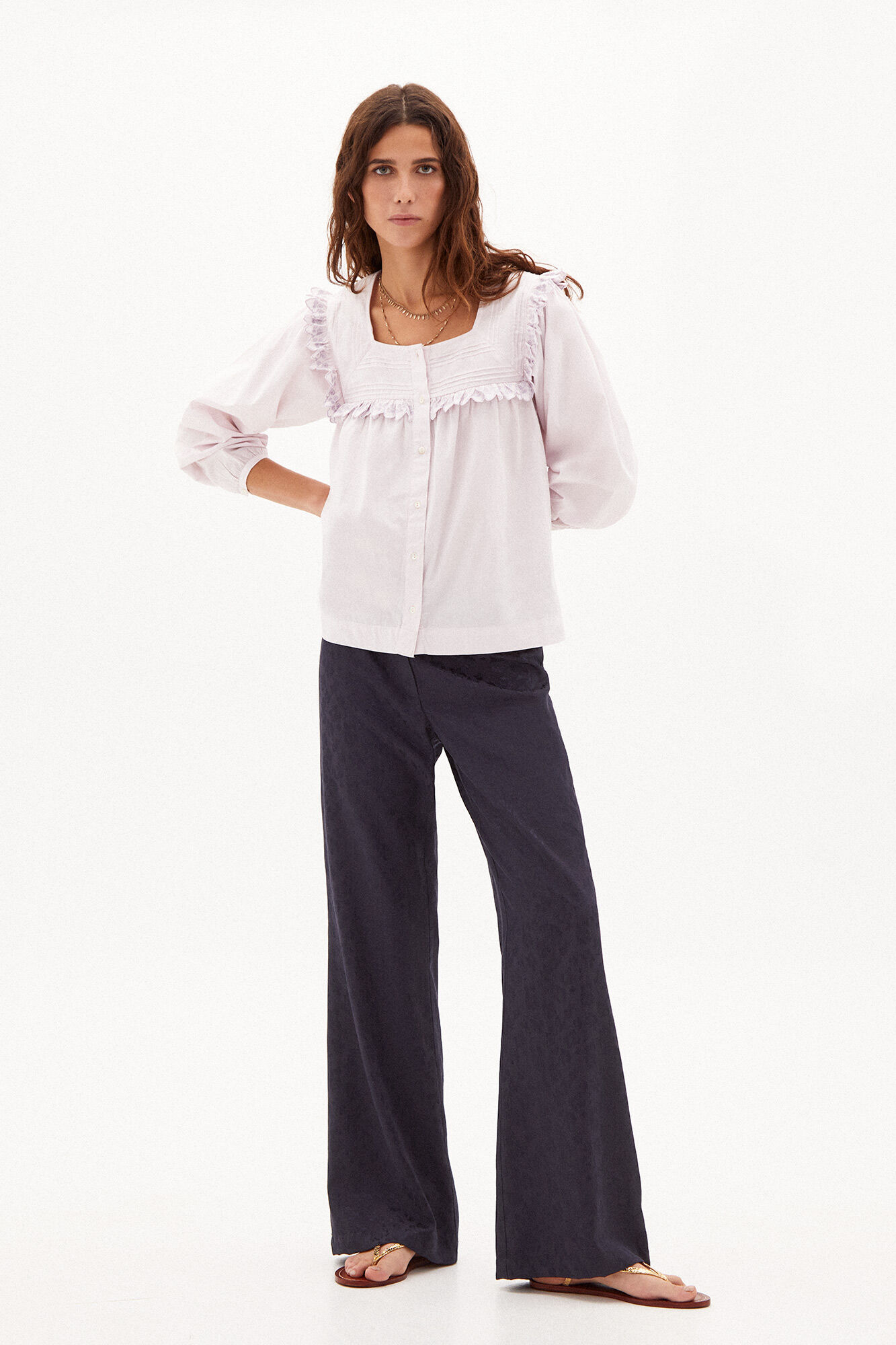 Blusa romântica Martina em algodão - Rosa