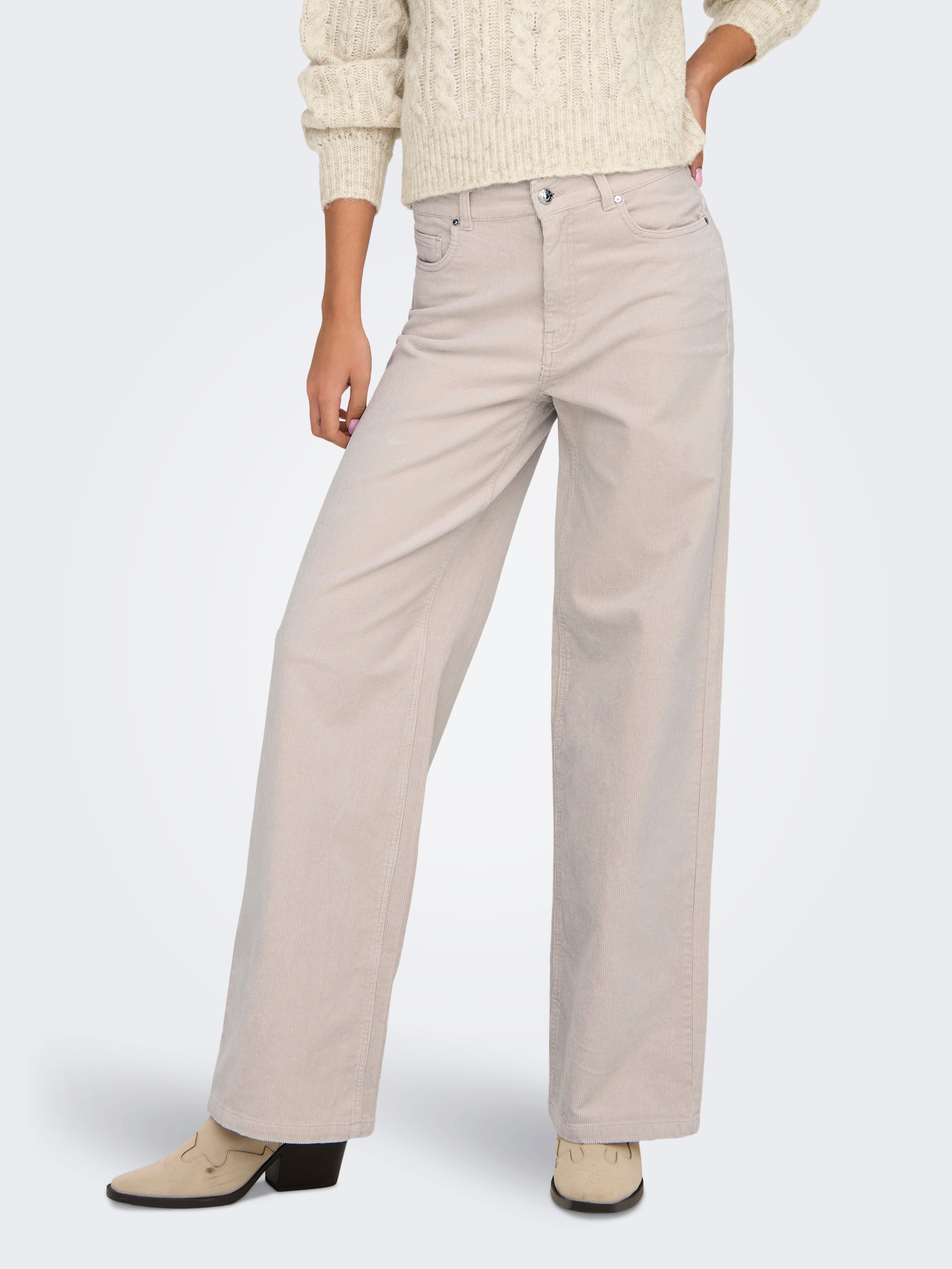 ONLMADISON-LISY Hohe Taille Weiter Beinschnitt Hose mit weitem Beinschnitt Pumice Stone