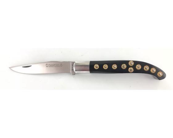 Couteau Basque Yatagan 12 cm - Ebène - Guilloché - rosettes apparentes Couteau de Poche PassionFrance