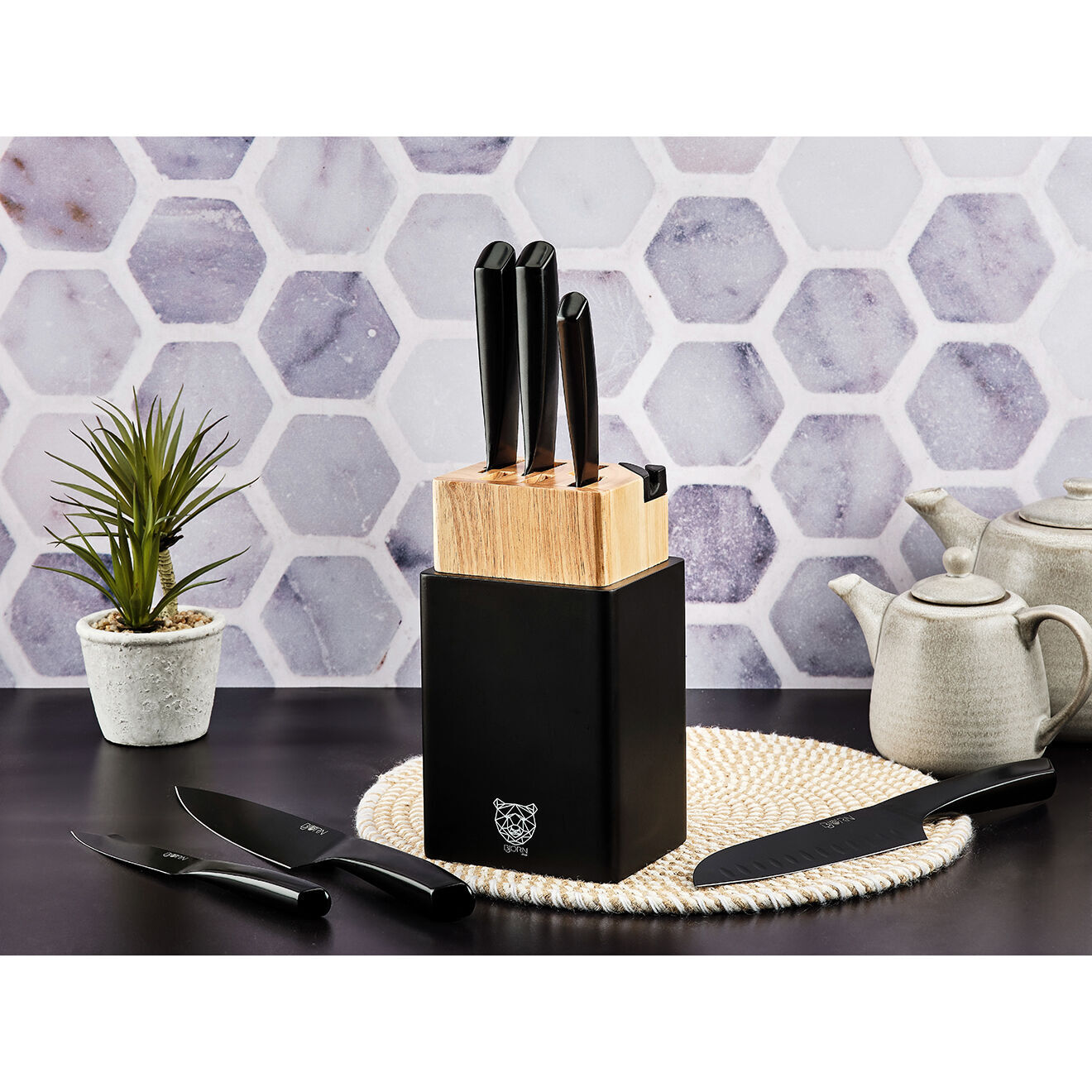 Bjorn Bloc avec couteaux de cuisine Jensen Porvoo - 8 pièces