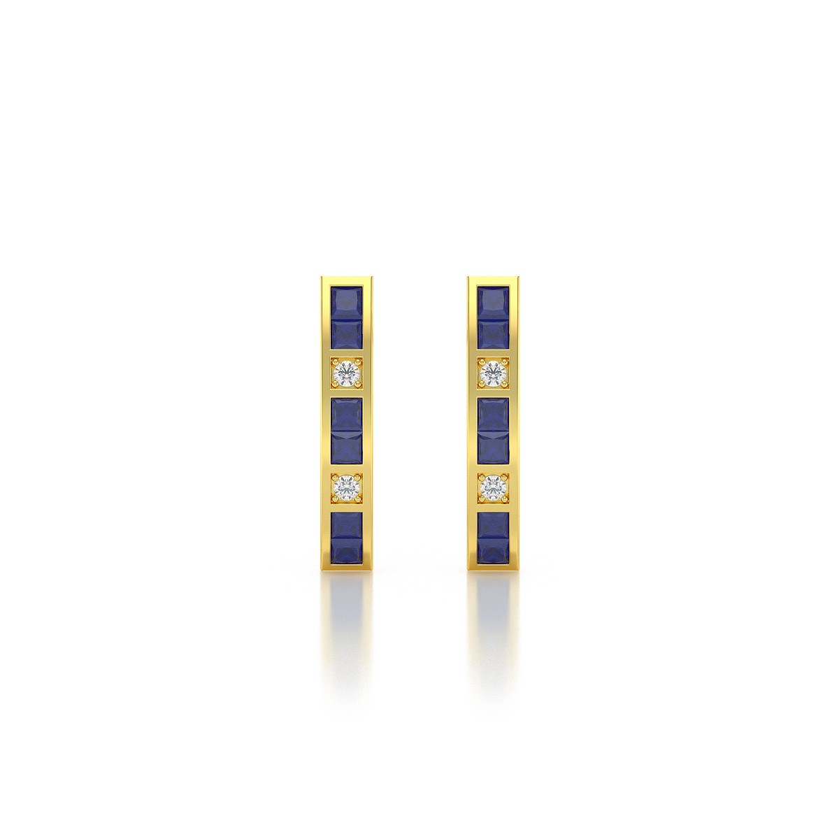 Boucles d'oreilles ADEN Or 585 Jaune Saphir et Diamants 2.40grs