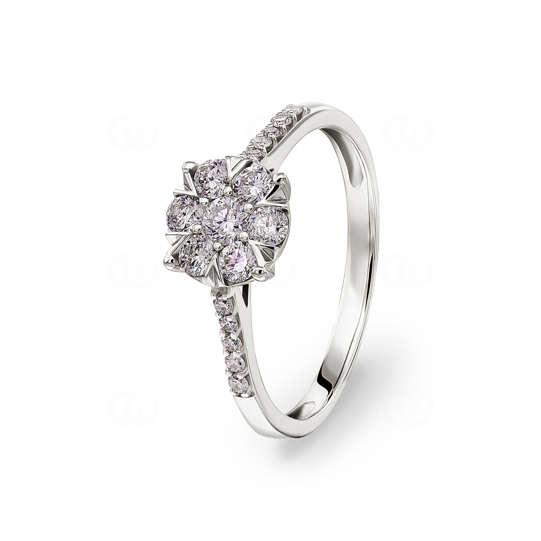 0.49 Karat Diamanten Verlobungsring 750/18 K Weissgold