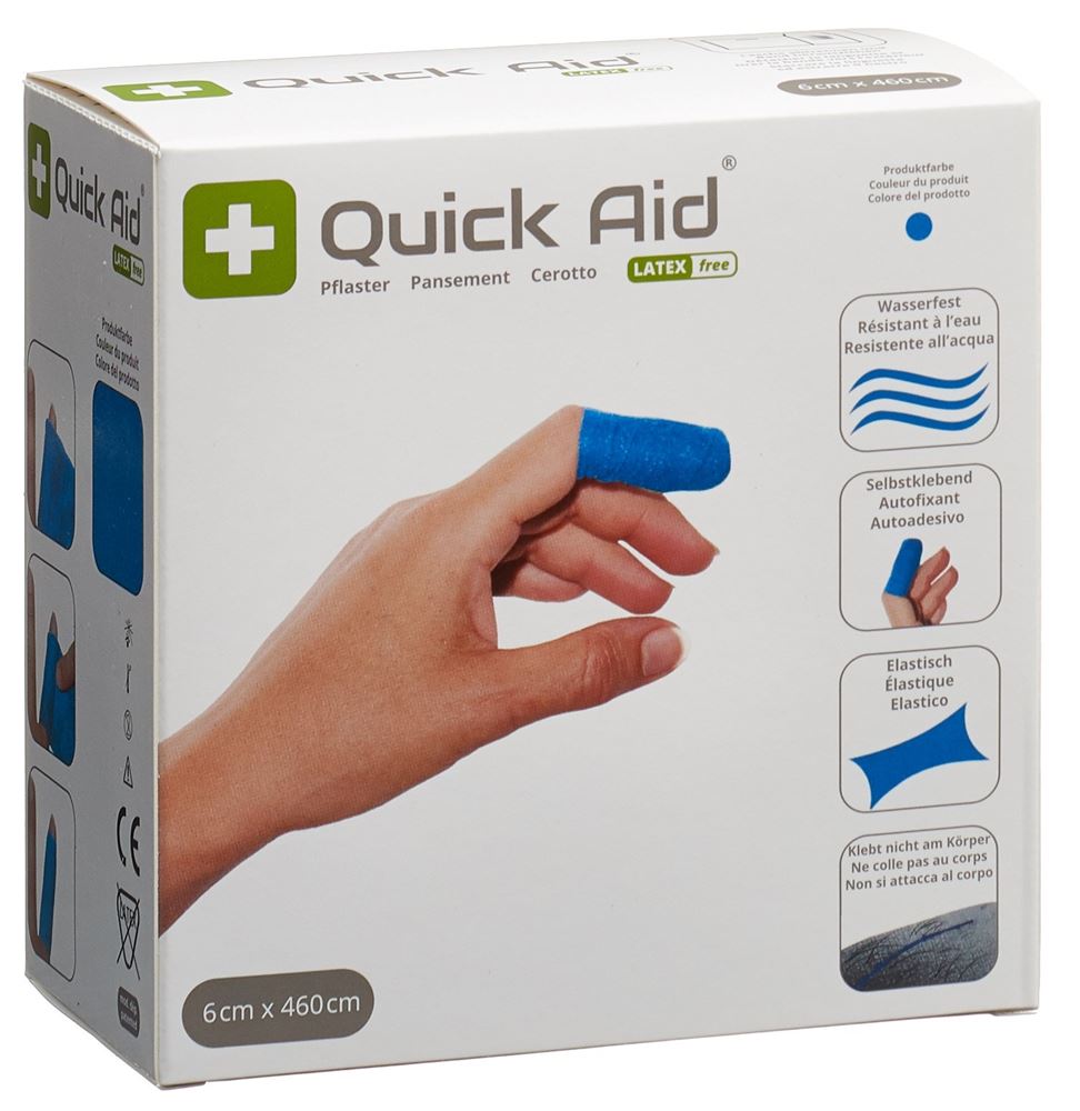 Quick Aid Pflaster 6x460cm Latexfrei blau Rolle 1 Stk