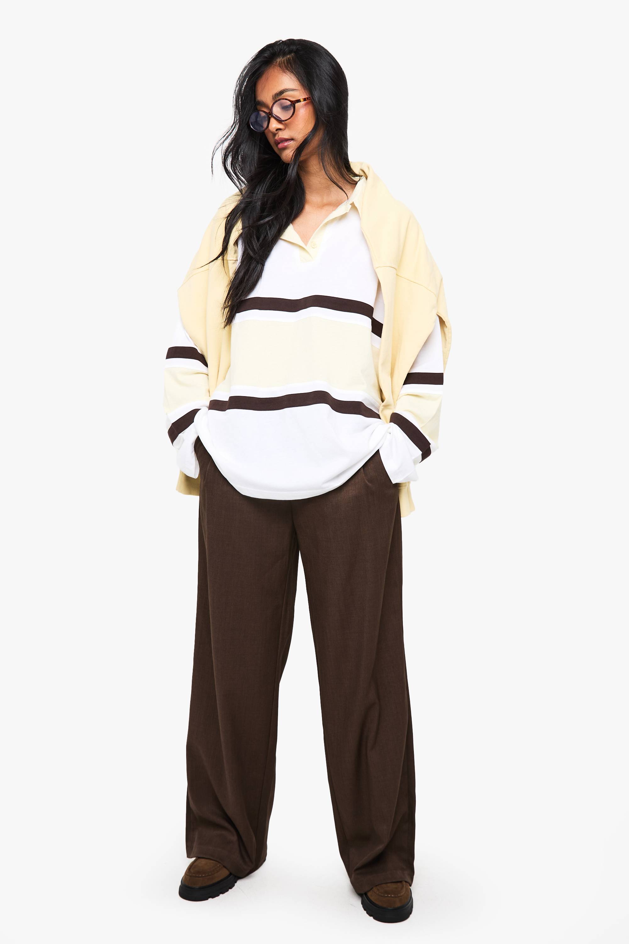 boohoo Contrast Collared Detail Rugby Top