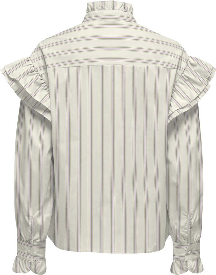 ONLY ONLMALOU LS FRILL STRIPE TOP WVN CS Bone white/pink lady   hedge green