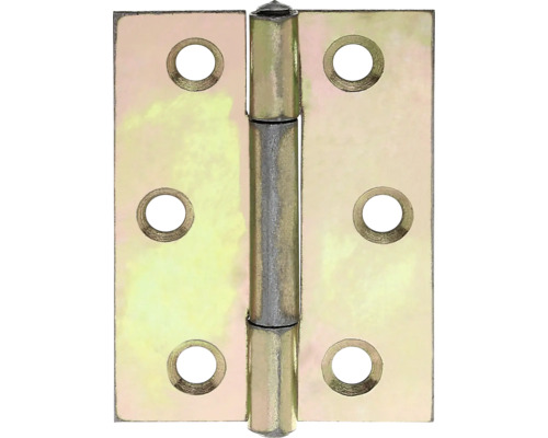 Halfbreed scharnier met geklonken messing pen, 51 x 37 mm, geel verzinkt