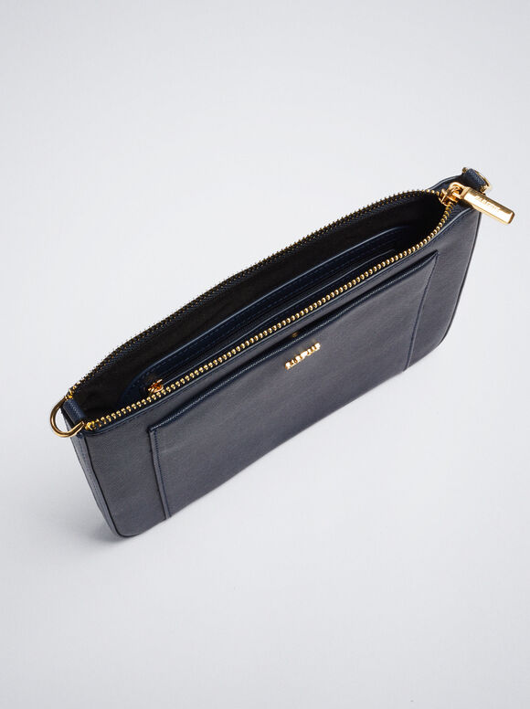 Bolsa de ombro com bolso externo - Azul marinho