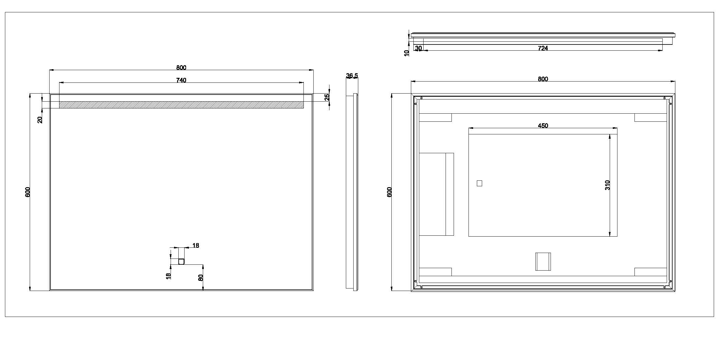 Mueller Ambi LED 80x60cm spiegel inclusief spiegelverwarming