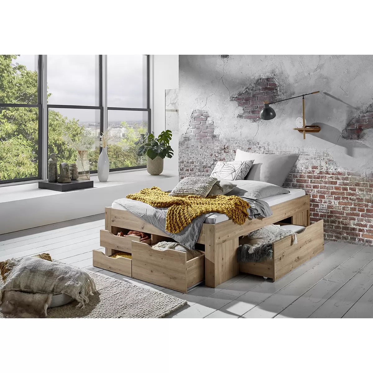 Stauraumbett Noah 140x200 Artisan Eiche
