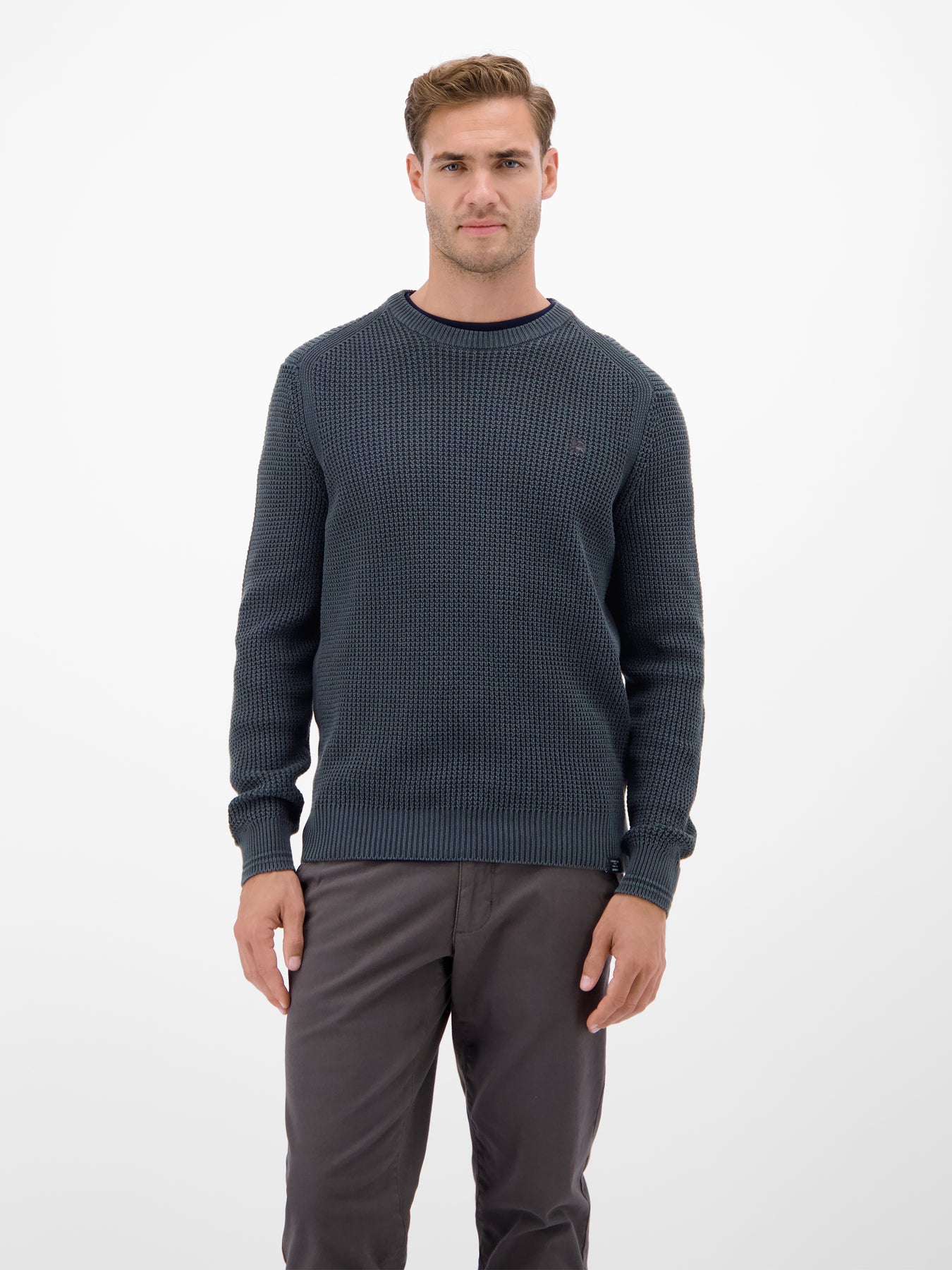 Herren Crewneck-Stricker in Strukturqualität
