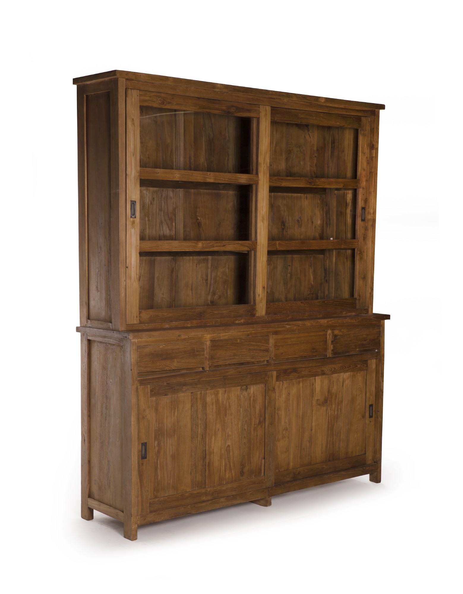 Vitrinen-Schrank, Teakholz, B 180 cm, H 220 cm, L 50 cm von fischer's lagerhaus
