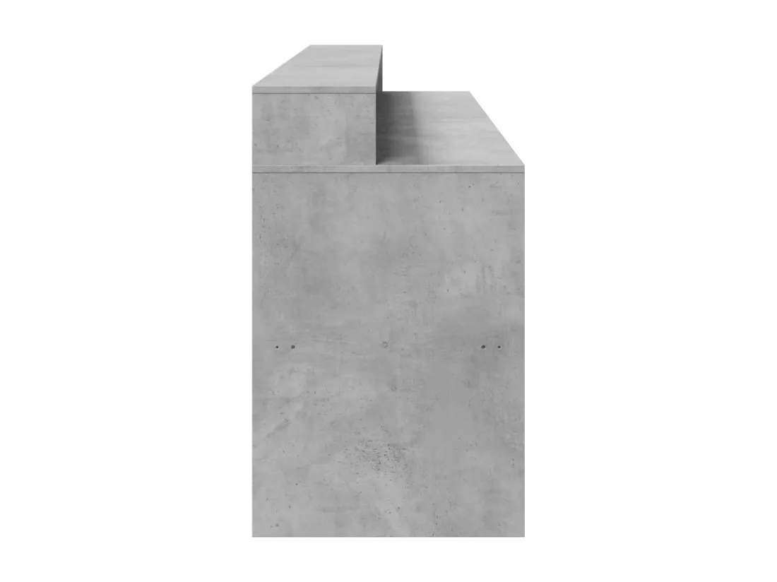 Bureau et lumières LED gris béton 200x55x91cm bois d'ingénierie